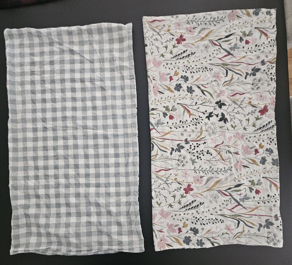 Set of 2 Eddie Bauer Home King Size Pillowcases Light Green Floral Print